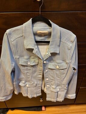 Liverpool Blue and White Stripe Denim Jacket